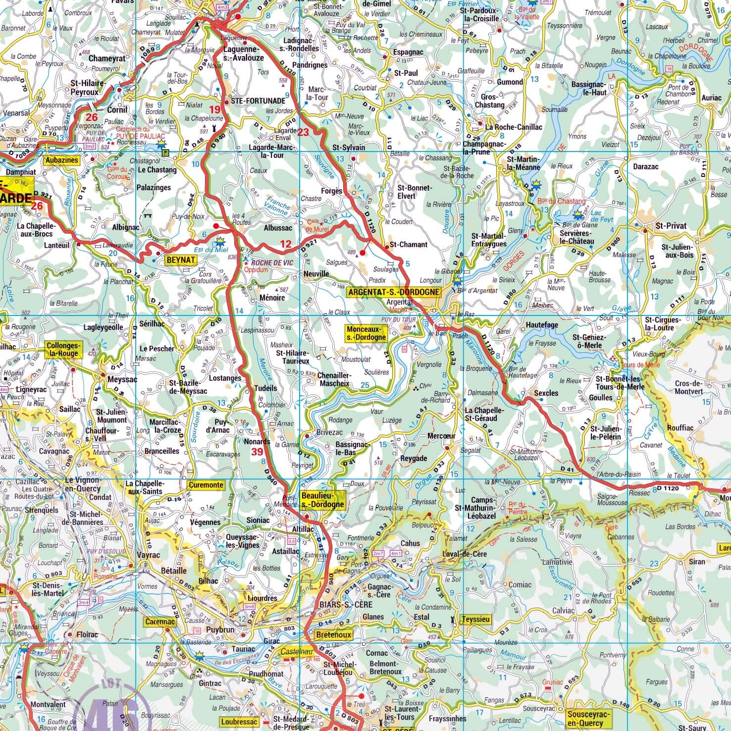 Poster - Corrèze (119 x 85 cm) | Blay Foldex carte murale roulée (en tube) Blay Foldex