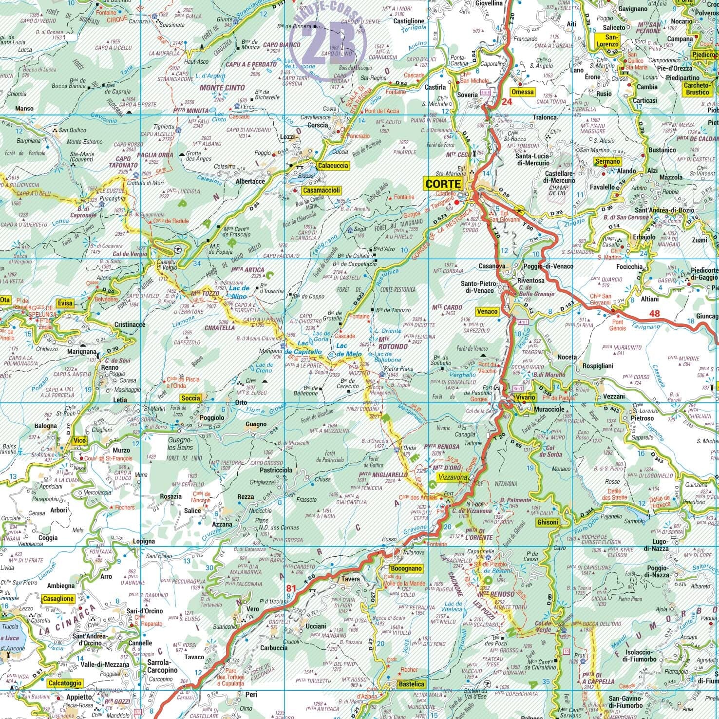 Poster - Corse (110 × 55 cm) | Blay Foldex carte murale roulée (en tube) Blay Foldex