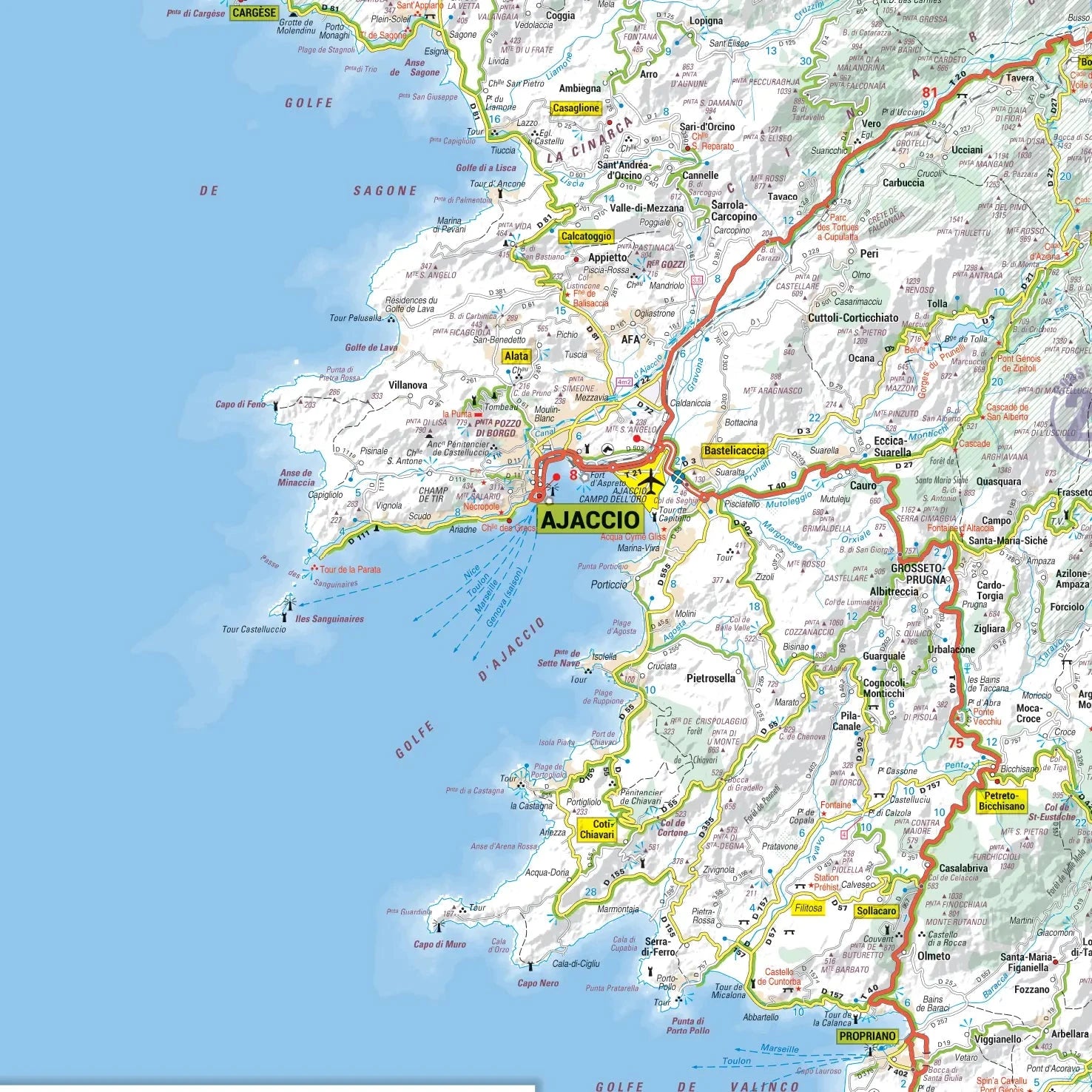 Poster - Corse (110 × 55 cm) | Blay Foldex carte murale roulée (en tube) Blay Foldex