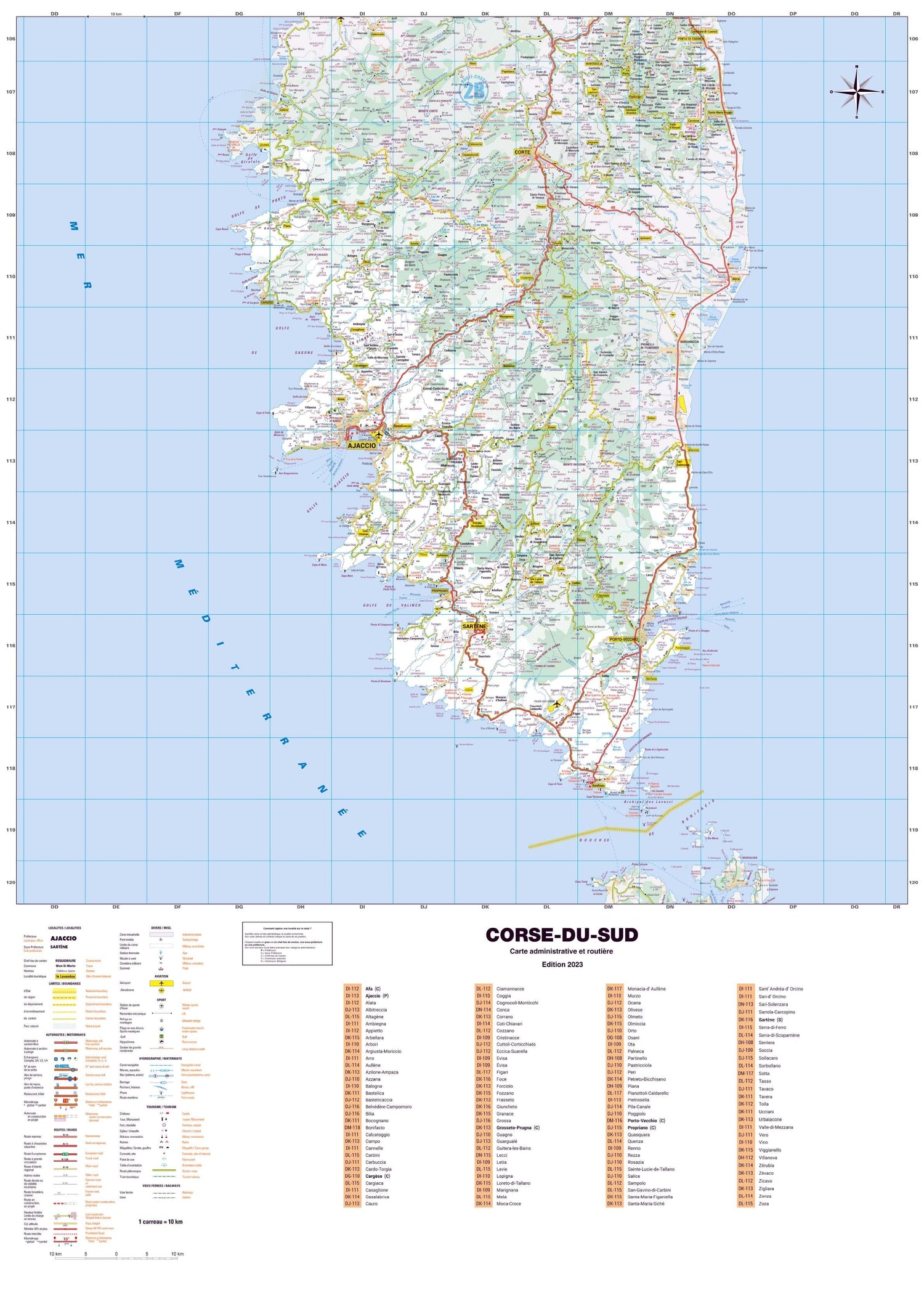 Poster - Corse-du-Sud (119 x 85 cm) | Blay Foldex carte murale roulée (en tube) Blay Foldex