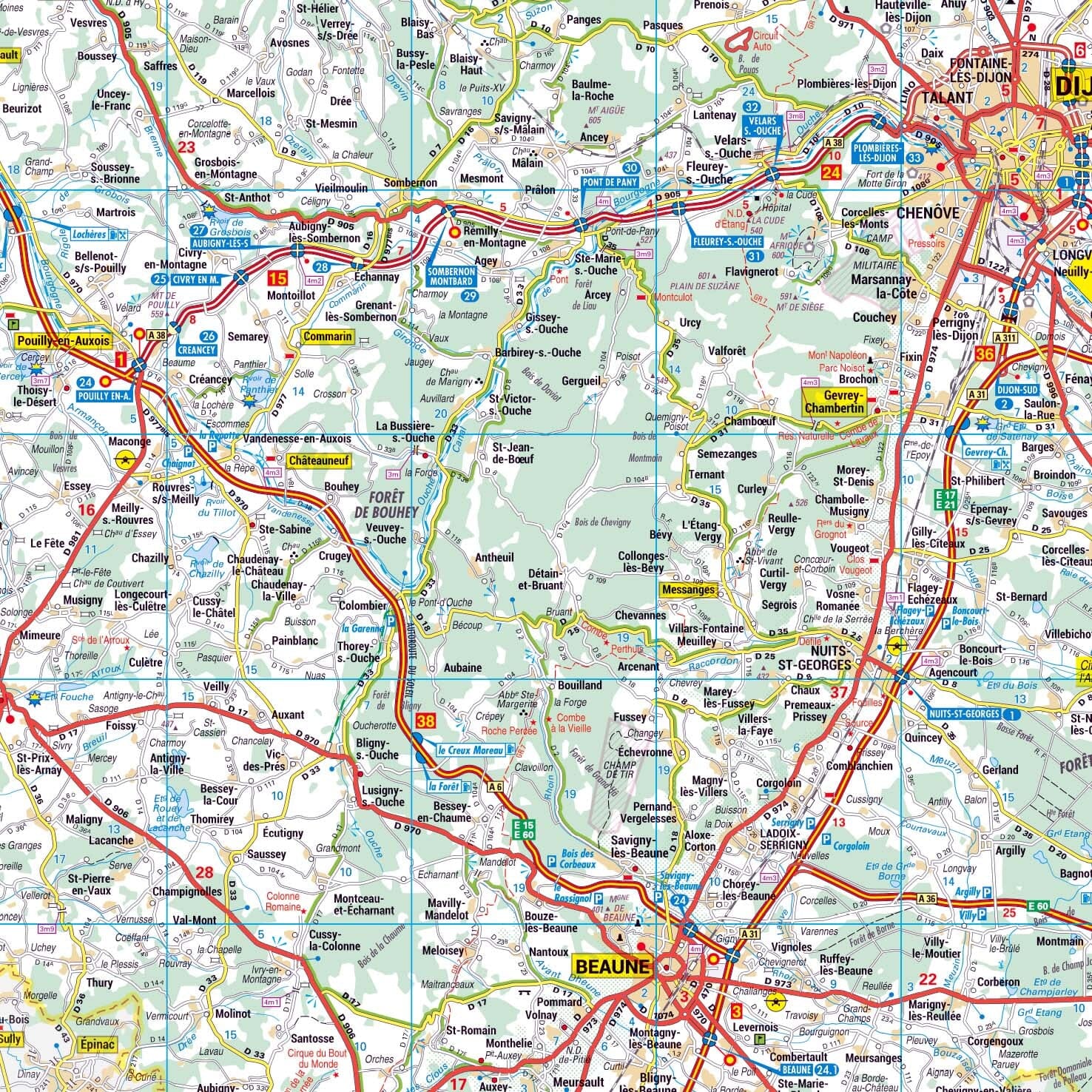 Poster - Côte-d'Or (119 x 85 cm) | Blay Foldex carte murale roulée (en tube) Blay Foldex