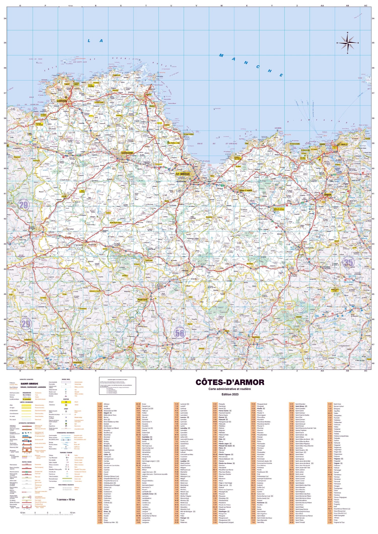 Poster - Côtes-d'Armor (119 x 85 cm) | Blay Foldex carte murale roulée (en tube) Blay Foldex