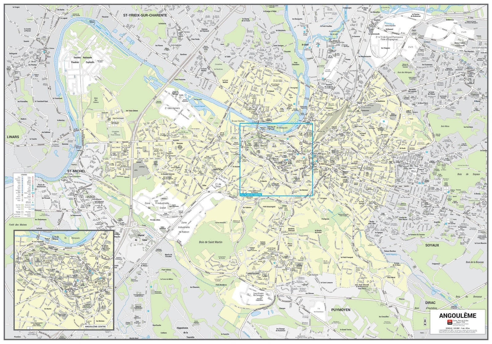 Poster de ville - Angoulême (70 x 100 cm) | Blay Foldex carte murale roulée (en tube) Blay Foldex