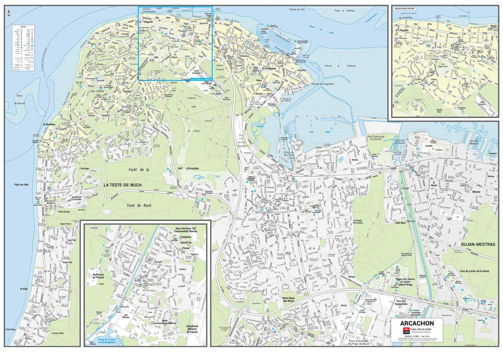 Poster de ville - Arcachon Format (100 x 70 cm) | Blay Foldex carte murale roulée (en tube) Blay Foldex