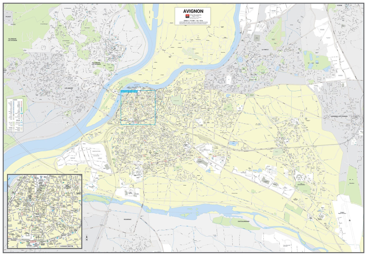 Poster de ville - Avignon (100 x 70 cm) | Blay Foldex carte murale roulée (en tube) Blay Foldex