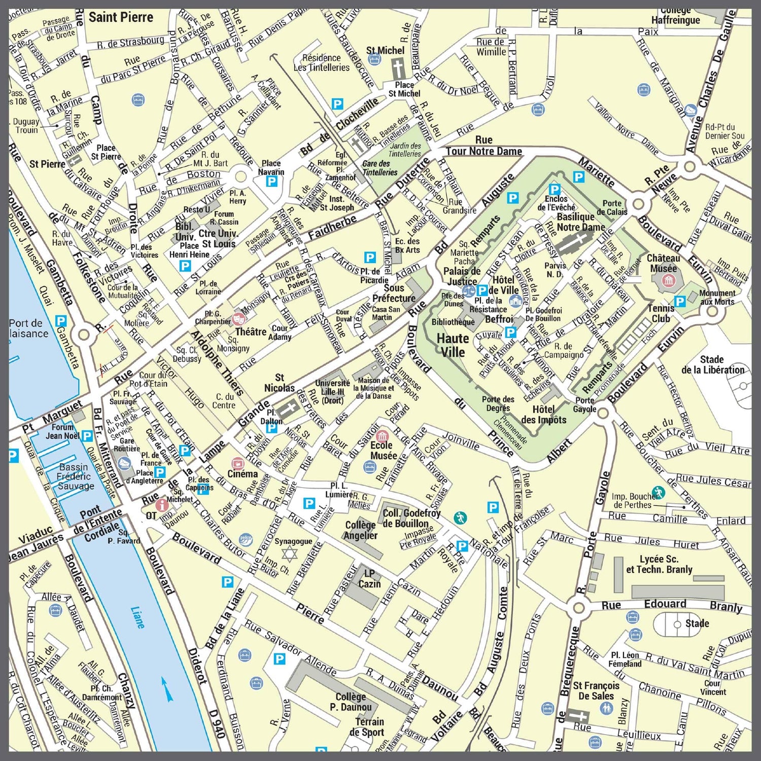 Poster de ville - Boulogne-sur-Mer (70 x 70 cm) | Blay Foldex carte murale roulée (en tube) Blay Foldex