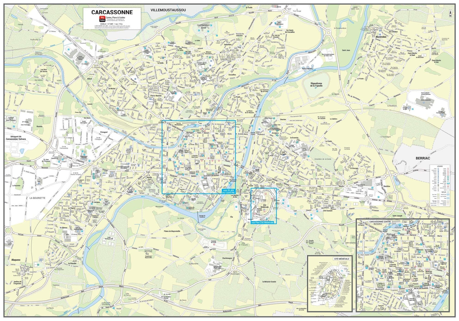 Poster de ville - Carcassonne (100 x 70 cm) | Blay Foldex carte murale roulée (en tube) Blay Foldex