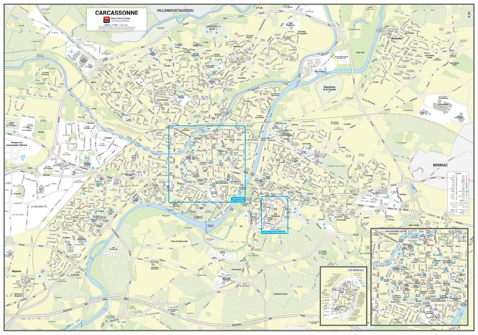 Poster de ville - Carcassonne (100 x 70 cm) | Blay Foldex carte murale roulée (en tube) Blay Foldex