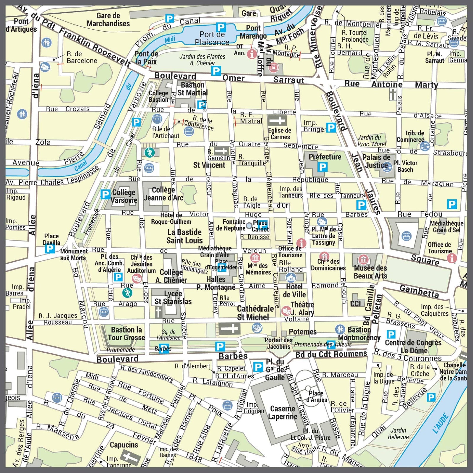 Poster de ville - Carcassonne (100 x 70 cm) | Blay Foldex carte murale roulée (en tube) Blay Foldex