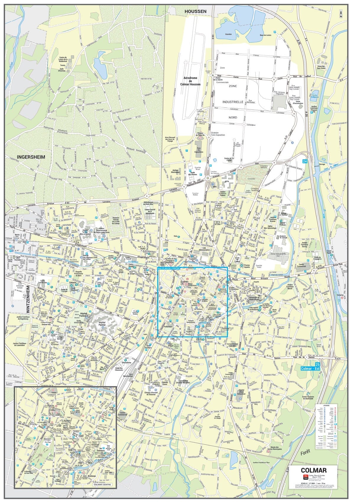 Poster de ville - Colmar (70 x 100 cm) | Blay Foldex carte murale roulée (en tube) Blay Foldex