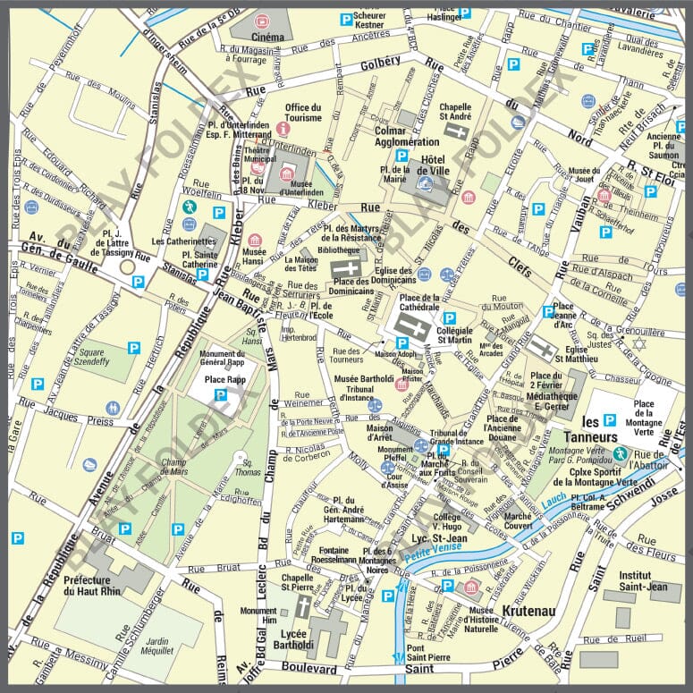 Poster de ville - Colmar (70 x 100 cm) | Blay Foldex carte murale roulée (en tube) Blay Foldex