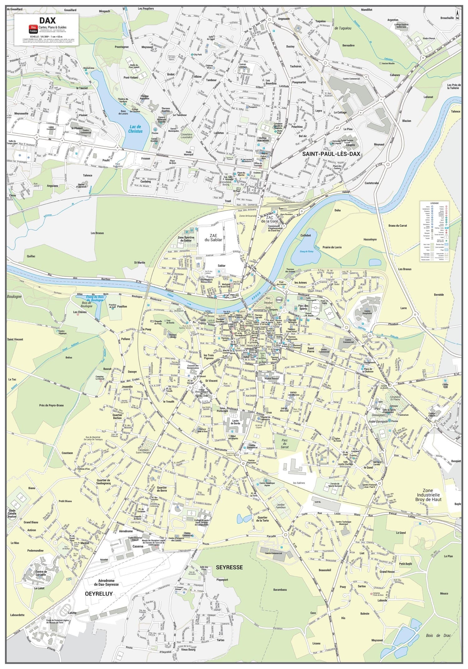 Poster de ville - Dax (70 x 100 cm) | Blay Foldex carte murale roulée (en tube) Blay Foldex