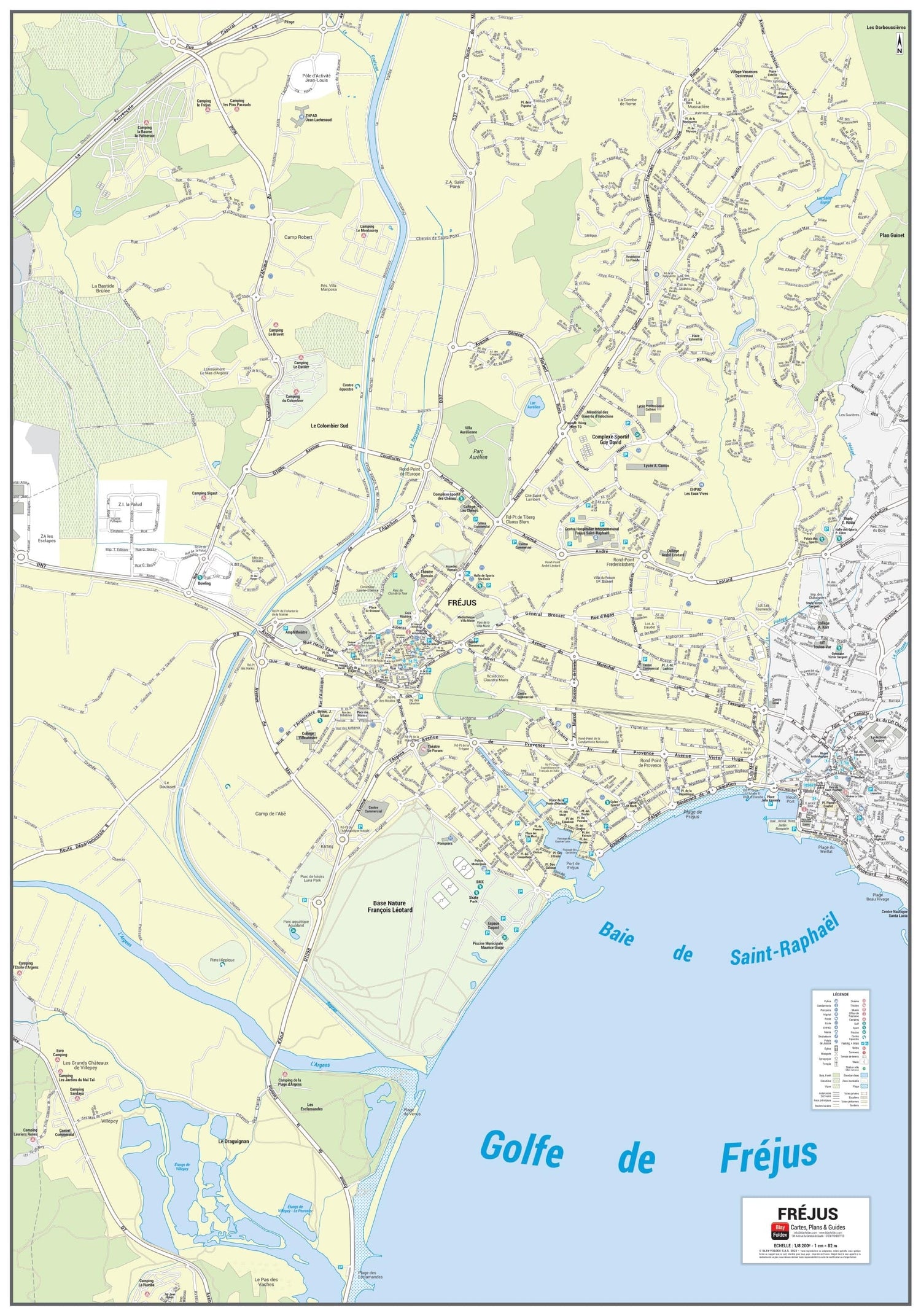 Poster de ville - Fréjus (70 x 100 cm) | Blay Foldex carte murale roulée (en tube) Blay Foldex