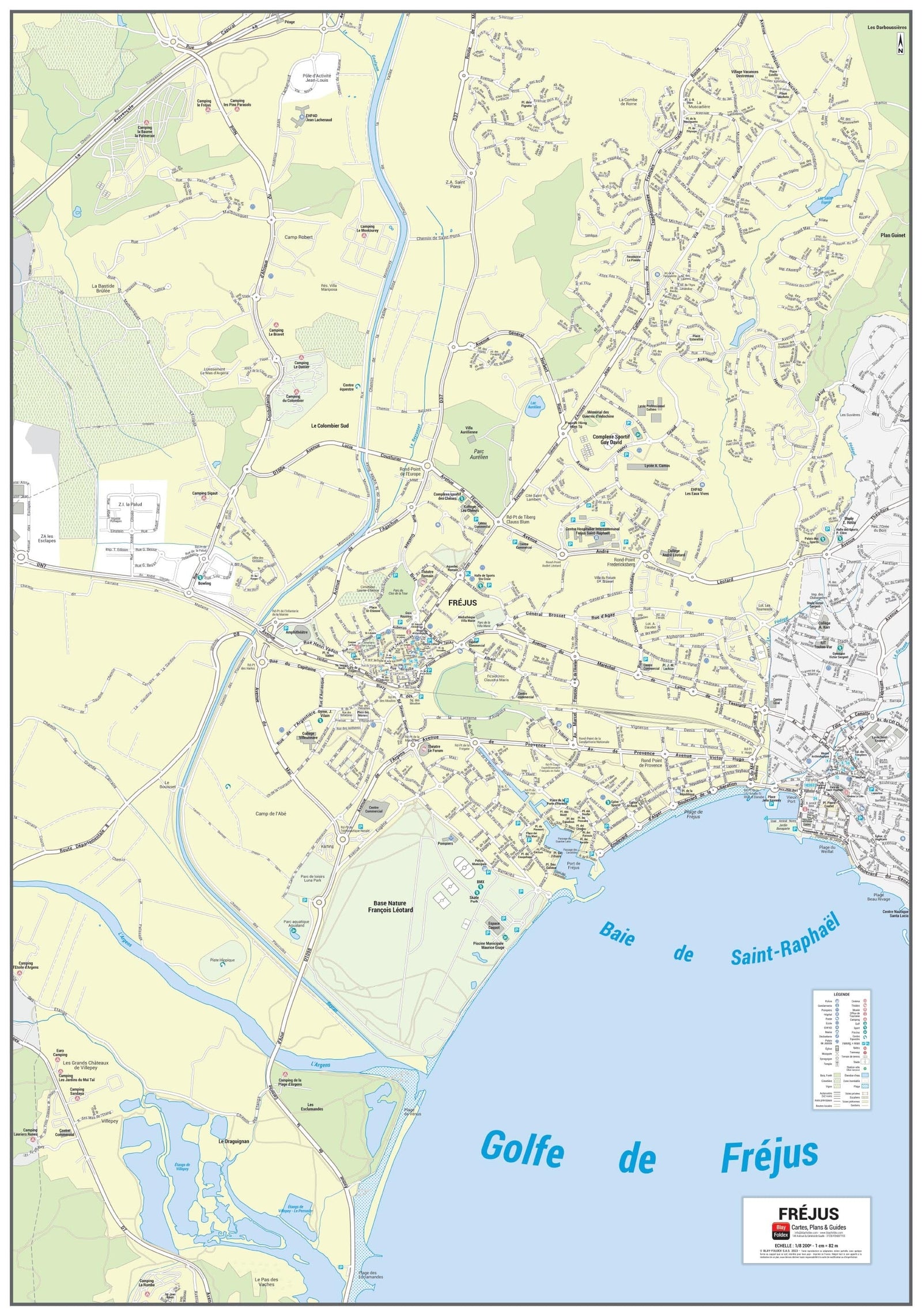 Poster de ville - Fréjus (70 x 100 cm) | Blay Foldex carte murale roulée (en tube) Blay Foldex