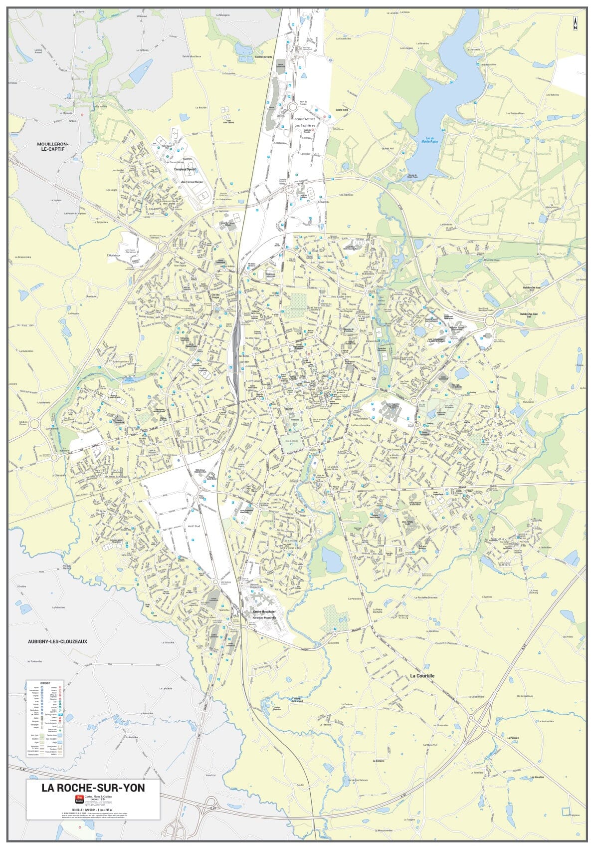 Poster de ville - La Roche-sur-Yon (100 x 70 cm) | Blay Foldex carte murale roulée (en tube) Blay Foldex