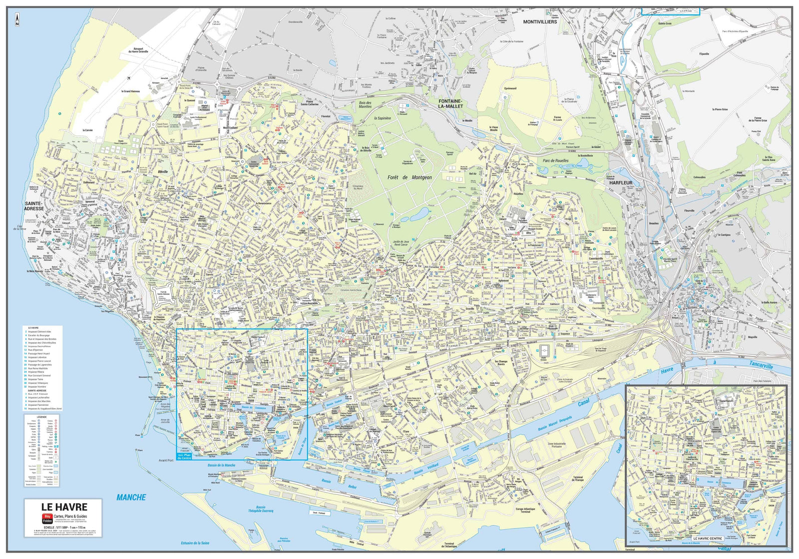 Poster de ville - Le Havre (100 x 70 cm) | Blay Foldex carte murale roulée (en tube) Blay Foldex