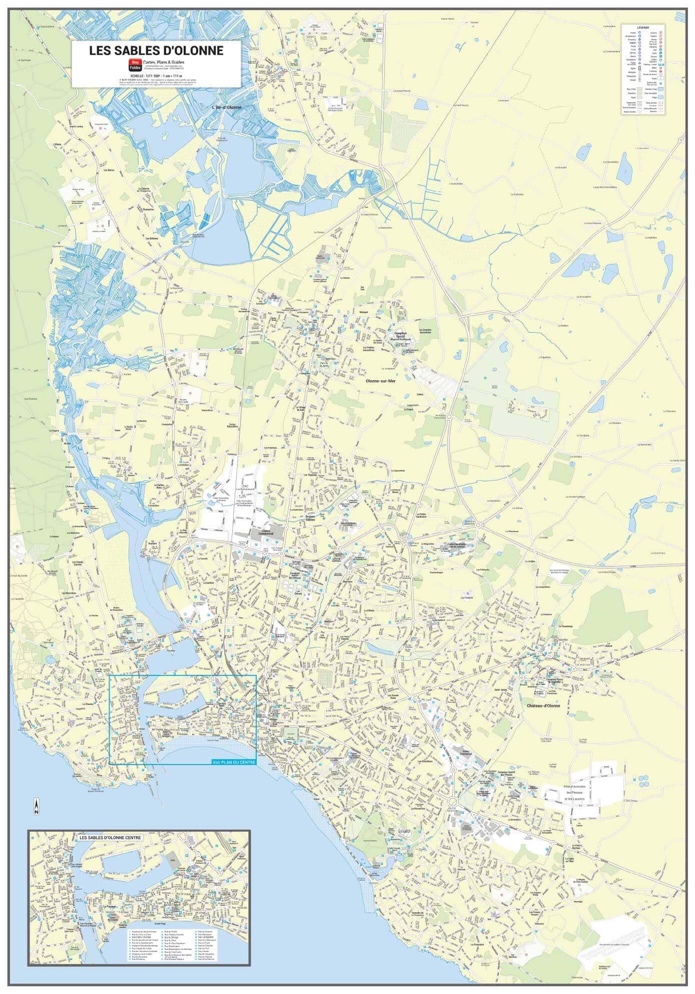 Poster de ville - Les Sables d'Olonne (70 x 100 cm) | Blay Foldex carte murale roulée (en tube) Blay Foldex