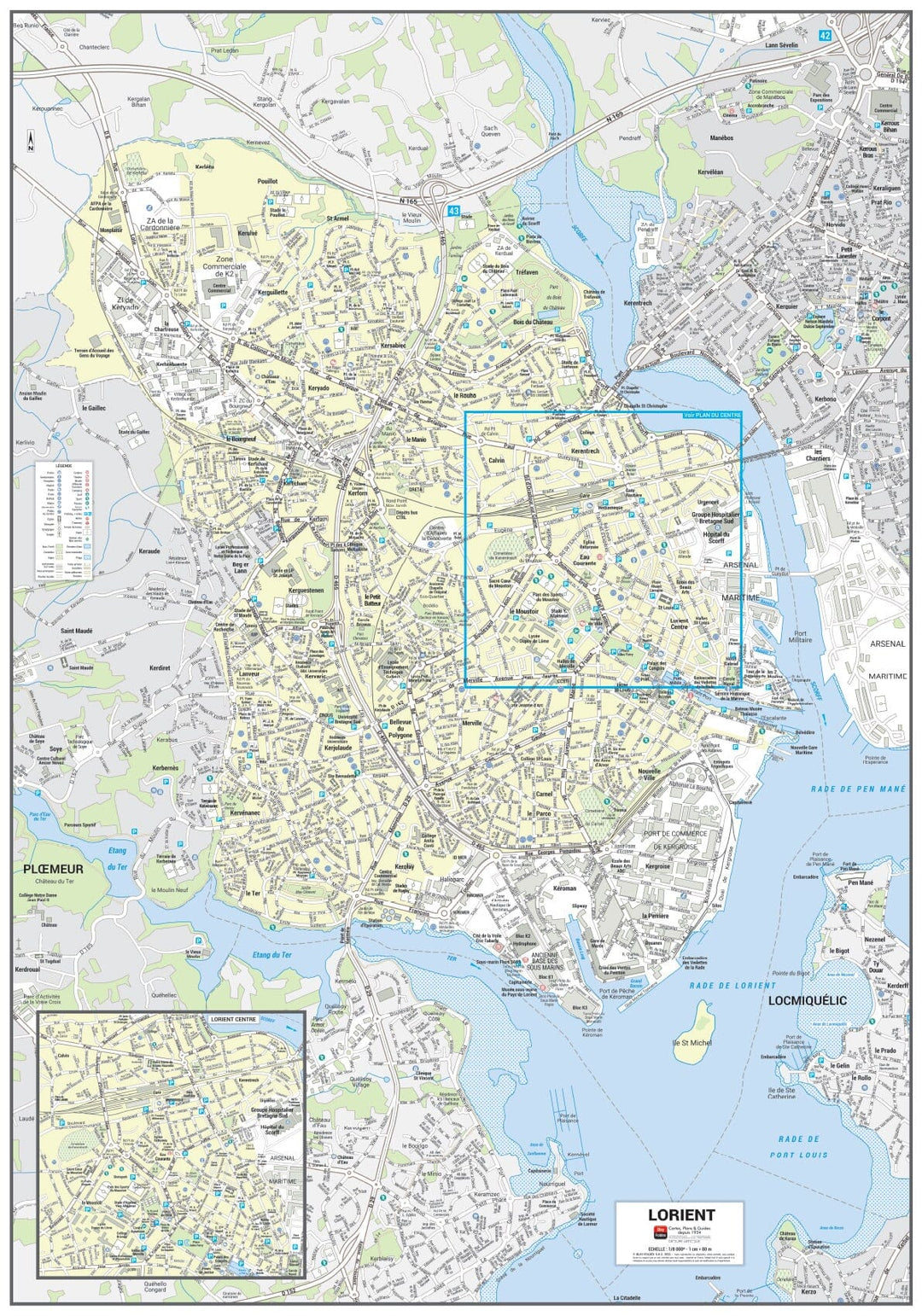 Poster de ville - Lorient (100 x 70 cm) | Blay Foldex carte murale hors dimensions Blay Foldex 