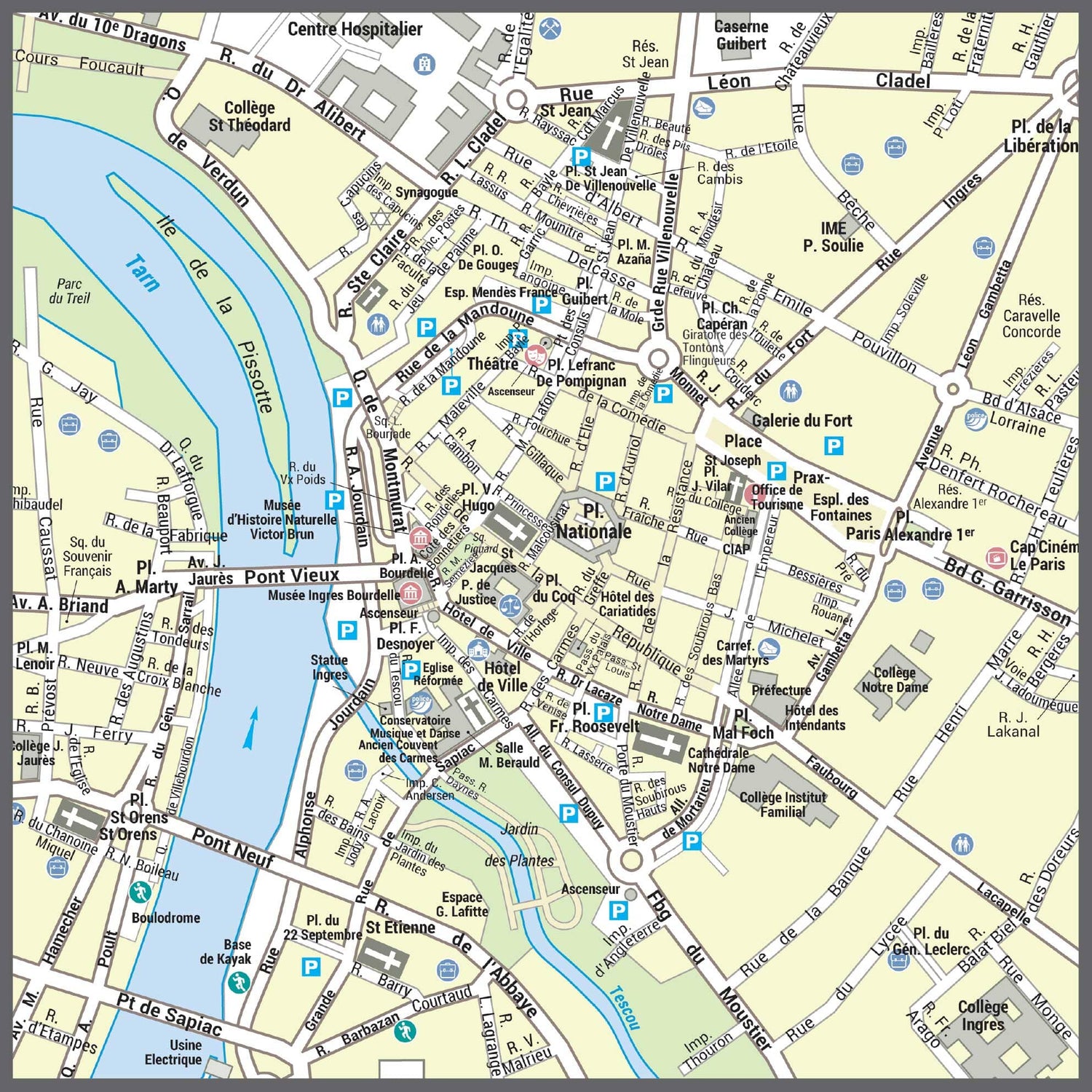 Poster de ville - Montauban (70 x 100 cm) | Blay Foldex carte murale roulée (en tube) Blay Foldex