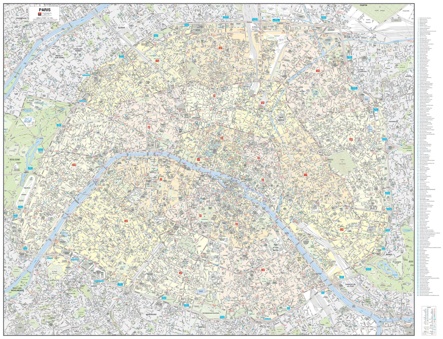 Poster de ville - Paris (140 x 107 cm) | Blay Foldex carte murale roulée (en tube) Blay Foldex