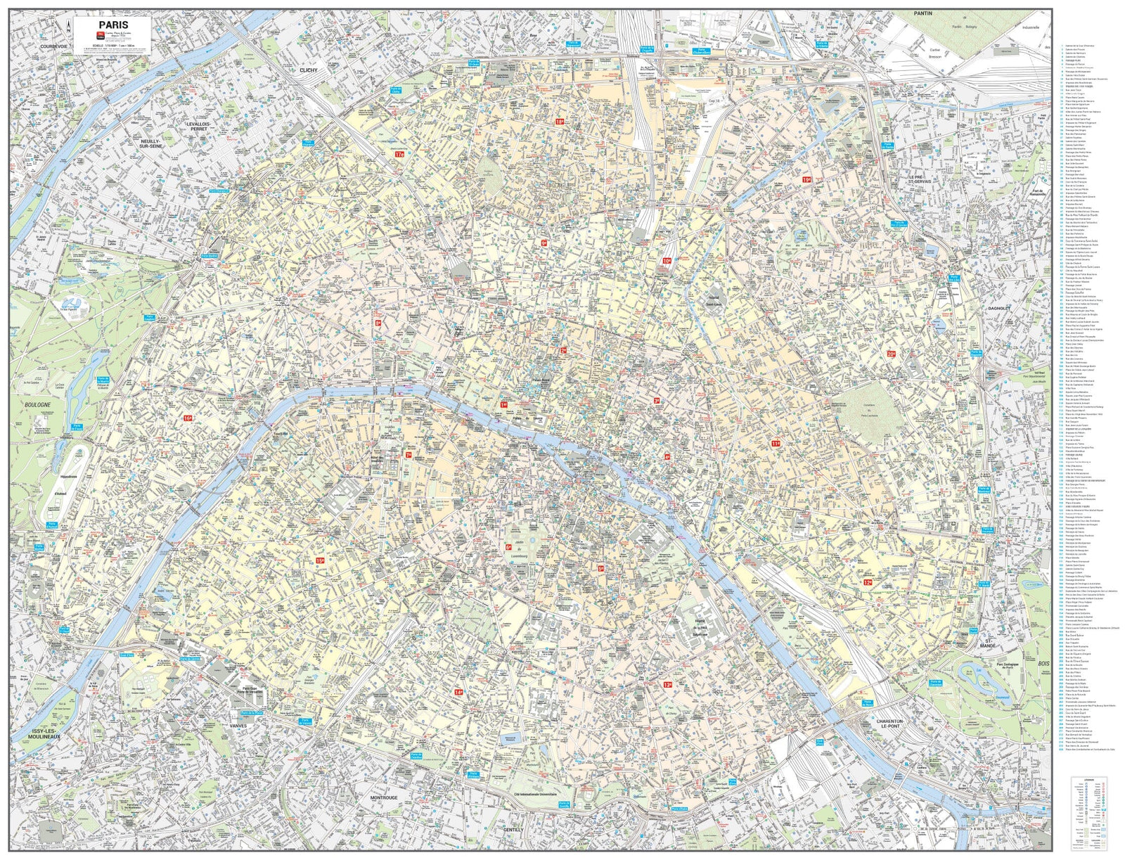 Poster de ville - Paris (140 x 107 cm) | Blay Foldex carte murale roulée (en tube) Blay Foldex