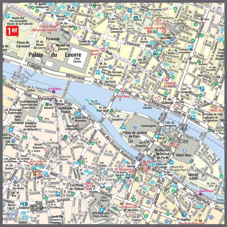 Poster de ville - Paris (140 x 107 cm) | Blay Foldex carte murale roulée (en tube) Blay Foldex