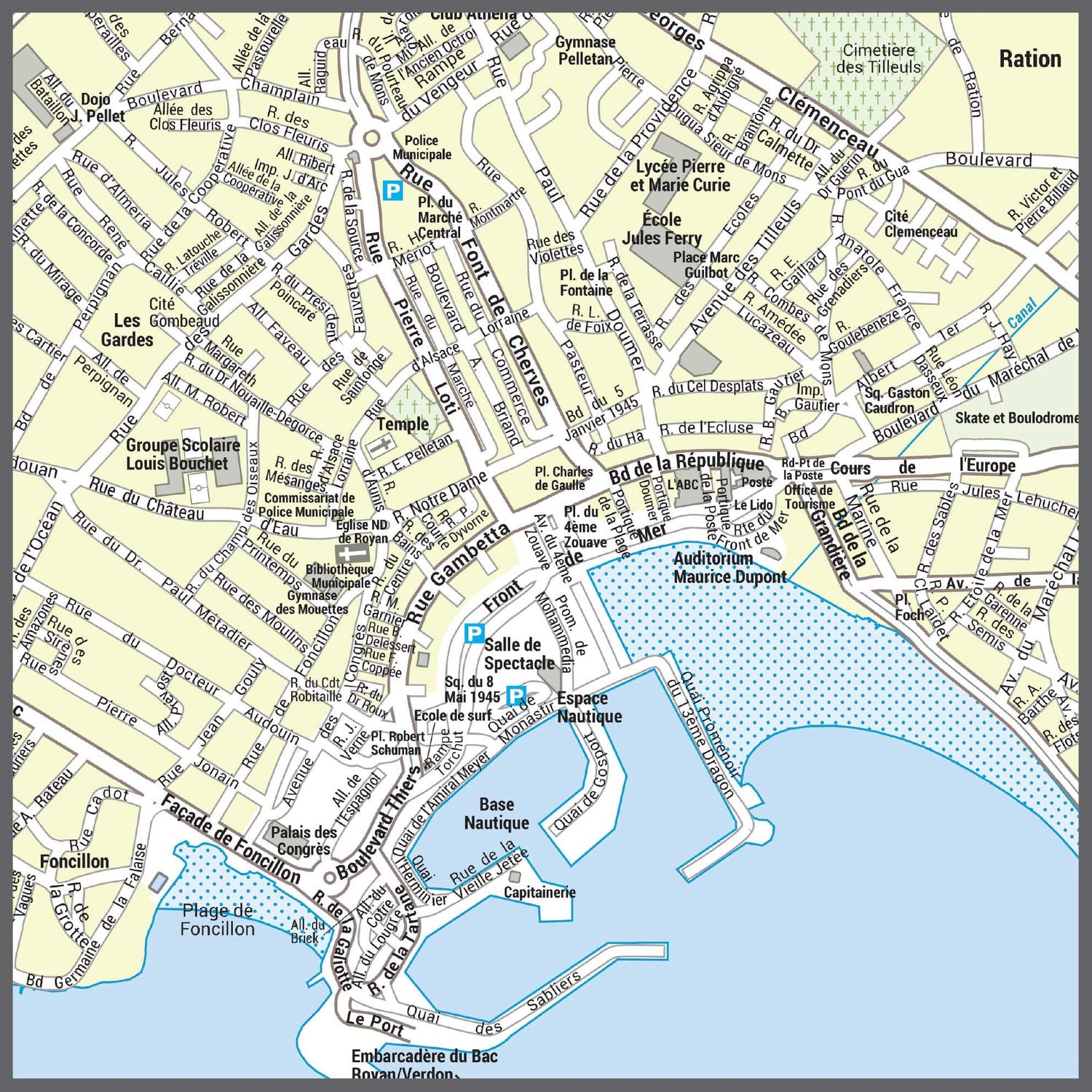 Poster de ville - Royan (70 x 70 cm) | Blay Foldex carte murale roulée (en tube) Blay Foldex