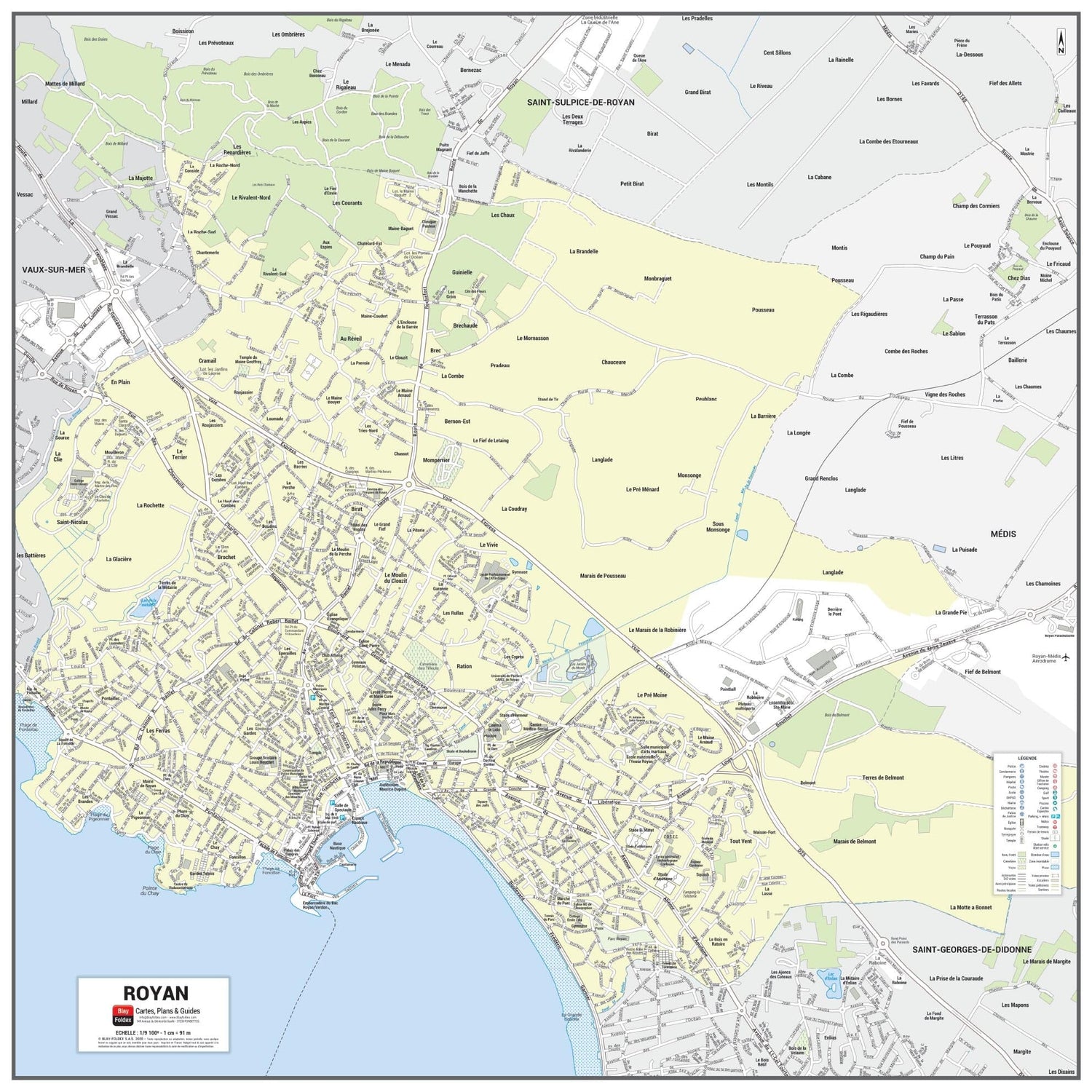Poster de ville - Royan (70 x 70 cm) | Blay Foldex carte murale roulée (en tube) Blay Foldex