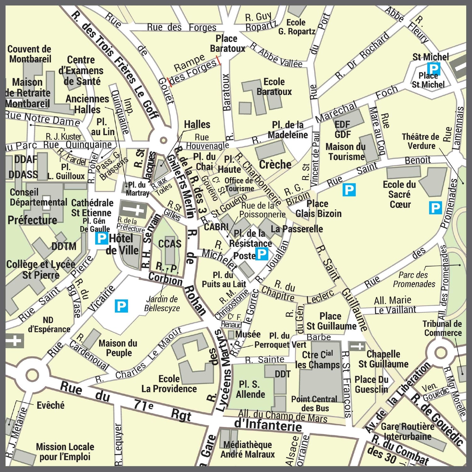 Poster de ville - Saint-Brieuc (100 x 70 cm) | Blay Foldex carte murale roulée (en tube) Blay Foldex