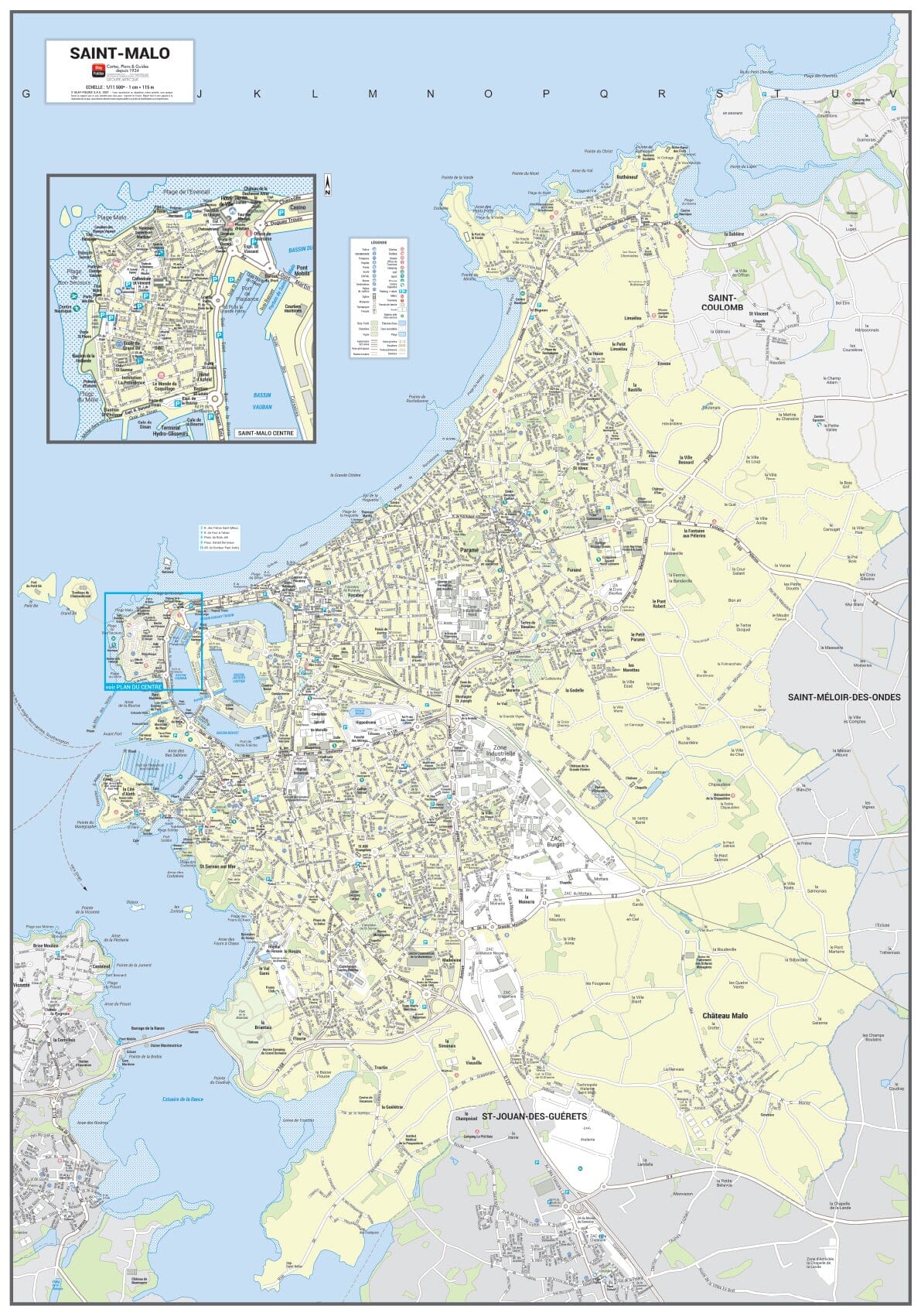 Poster de ville - Saint-Malo (70 x 100 cm) | Blay Foldex carte murale roulée (en tube) Blay Foldex