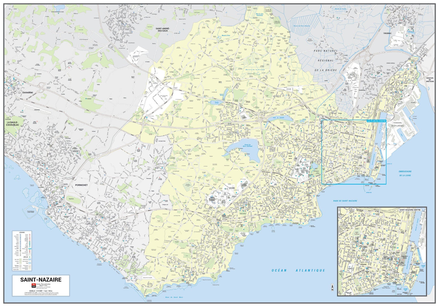 Poster de ville - Saint-Nazaire (100 x 70 cm) | Blay Foldex carte murale roulée (en tube) Blay Foldex