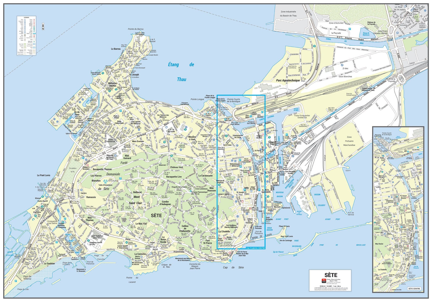 Poster de ville - Sète (100 x 70 cm) | Blay Foldex carte murale roulée (en tube) Blay Foldex
