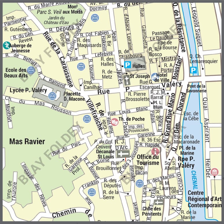 Poster de ville - Sète (100 x 70 cm) | Blay Foldex carte murale roulée (en tube) Blay Foldex