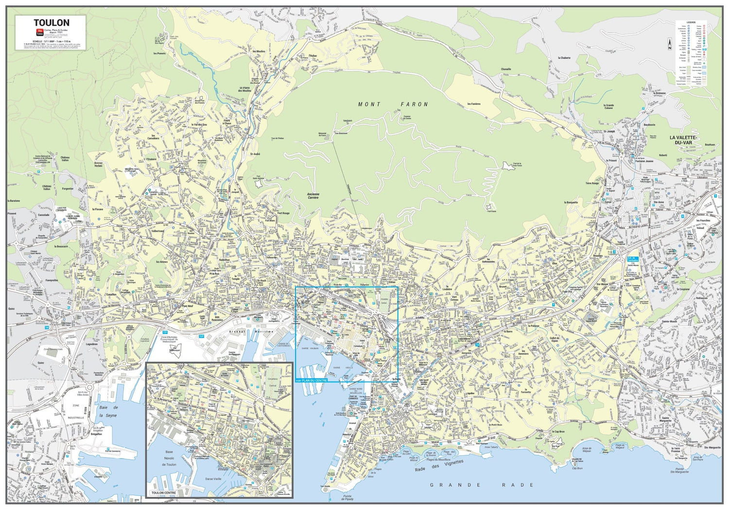 Poster de ville - Toulon (100 x 70 cm) | Blay Foldex carte murale roulée (en tube) Blay Foldex