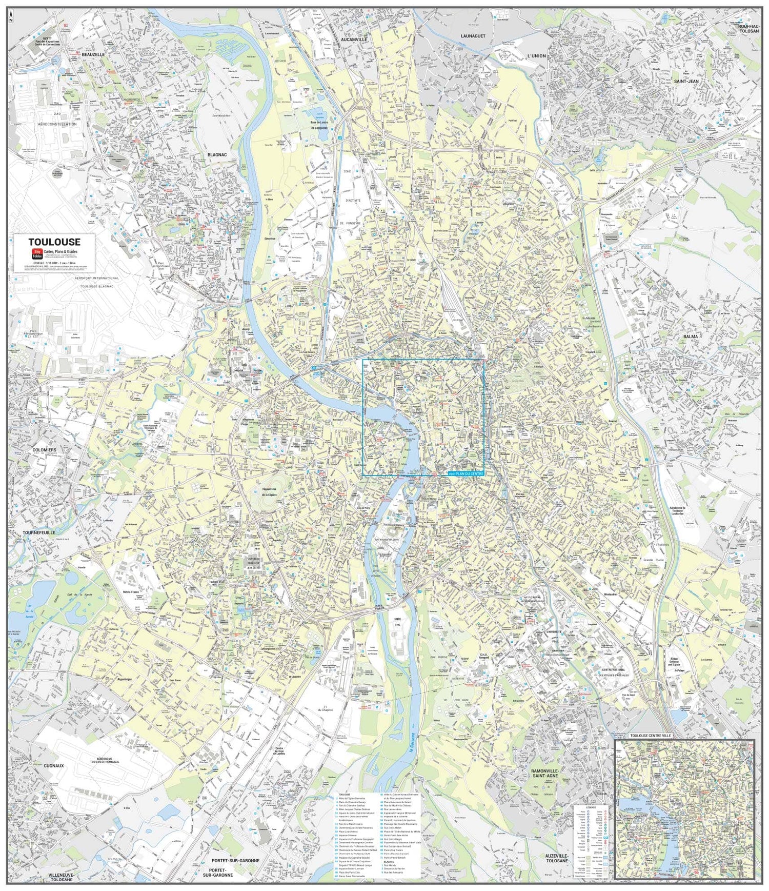 Poster de ville - Toulouse (95 x 110 cm) | Blay Foldex carte murale roulée (en tube) Blay Foldex