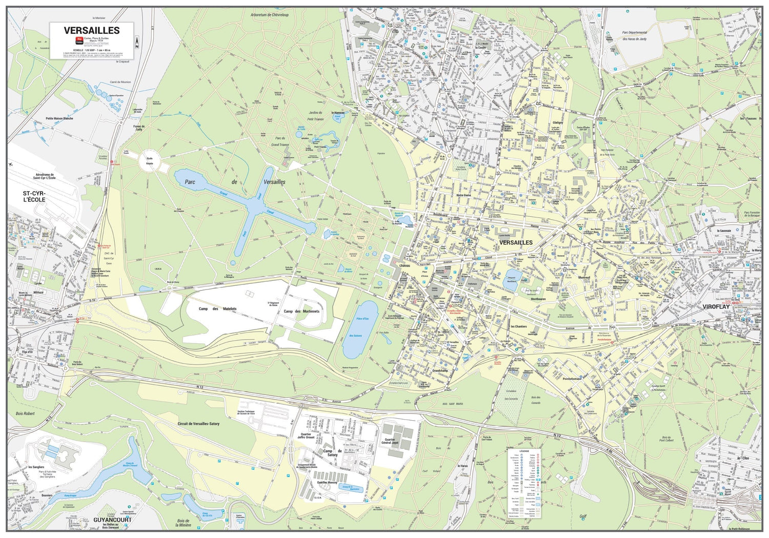 Poster de ville - Versailles (100 x 70 cm) | Blay Foldex carte murale roulée (en tube) Blay Foldex