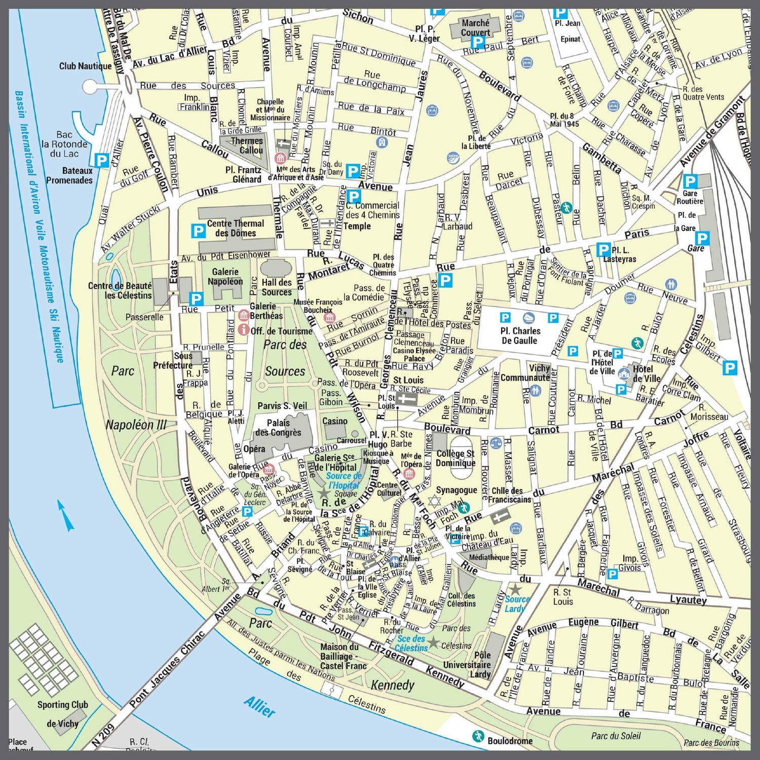 Poster de ville - Vichy (70 x 100 cm) | Blay Foldex carte murale roulée (en tube) Blay Foldex