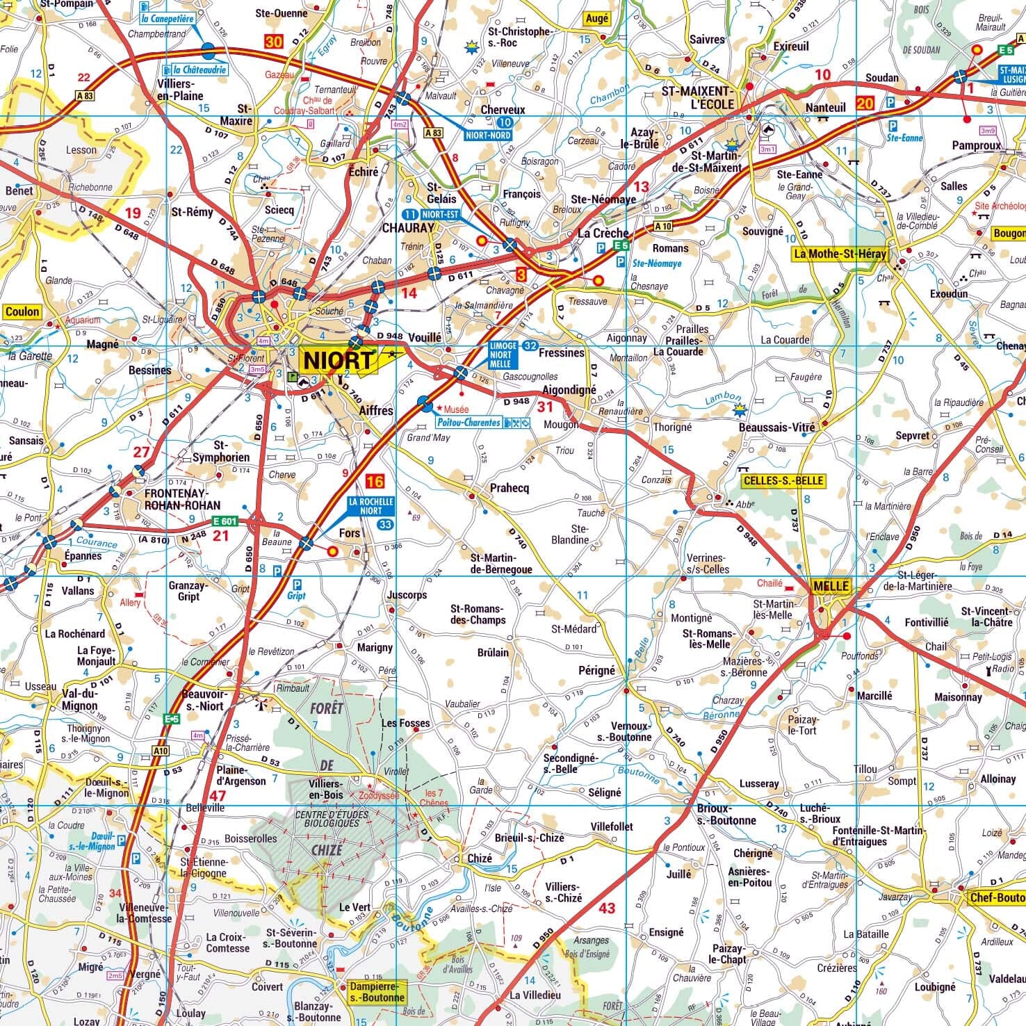 Poster - Deux-Sèvres (119 x 85 cm) | Blay Foldex carte murale roulée (en tube) Blay Foldex