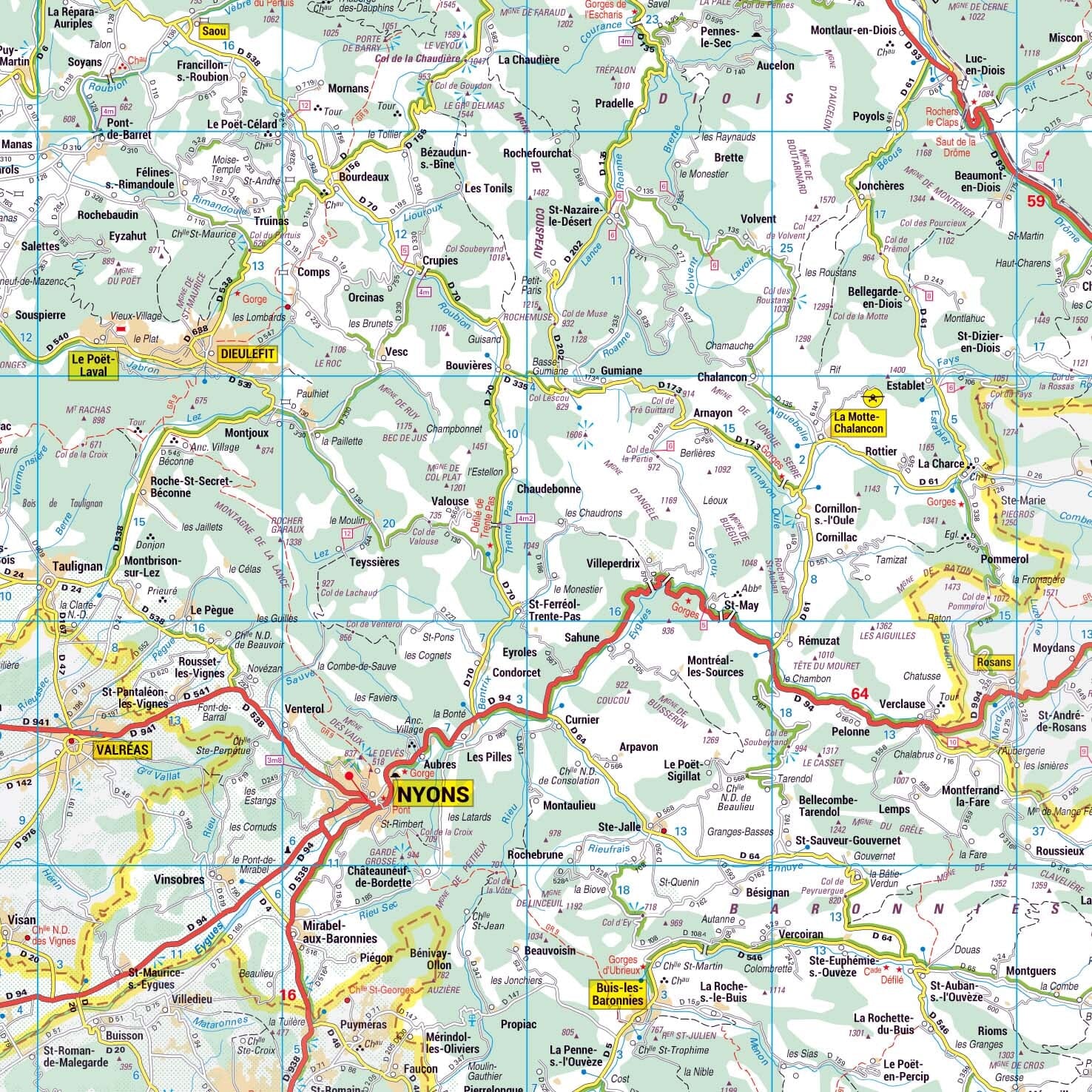 Poster - Drôme (119 x 85 cm) | Blay Foldex carte murale roulée (en tube) Blay Foldex