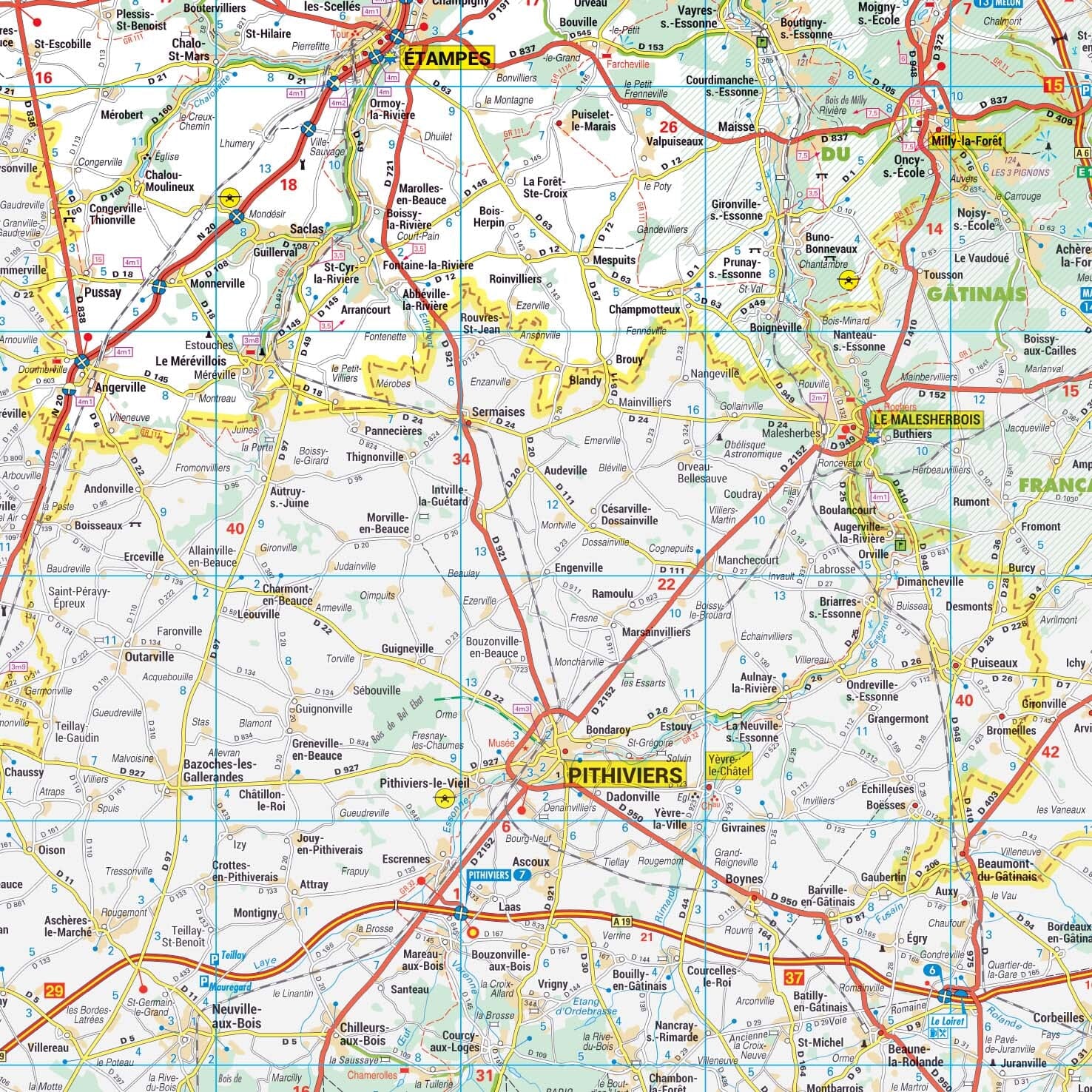 Poster - Essonne (119 x 85 cm) | Blay Foldex carte murale roulée (en tube) Blay Foldex