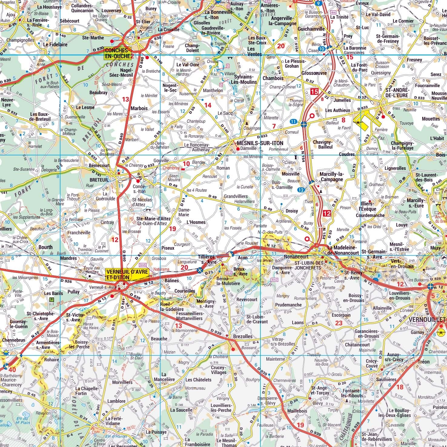 Poster - Eure (119 x 85 cm) | Blay Foldex carte murale roulée (en tube) Blay Foldex