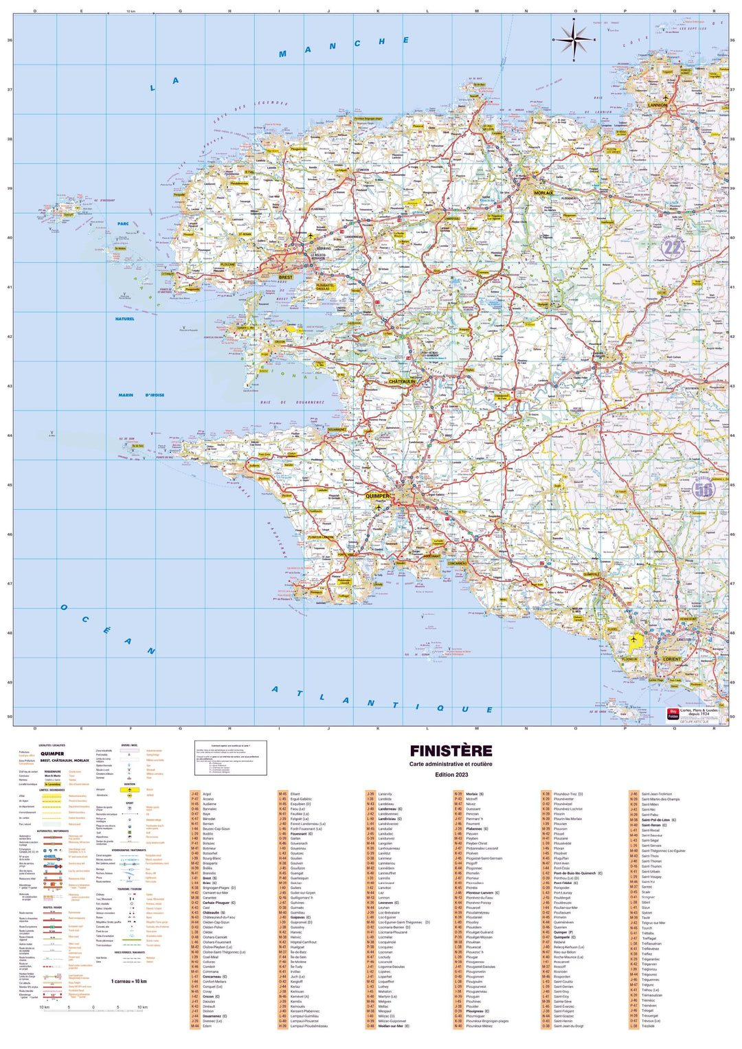 Poster - Finistère (119 x 85 cm) | Blay Foldex carte murale hors dimensions Blay Foldex 