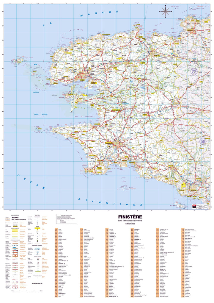 Poster - Finistère (119 x 85 cm) | Blay Foldex carte murale hors dimensions Blay Foldex 