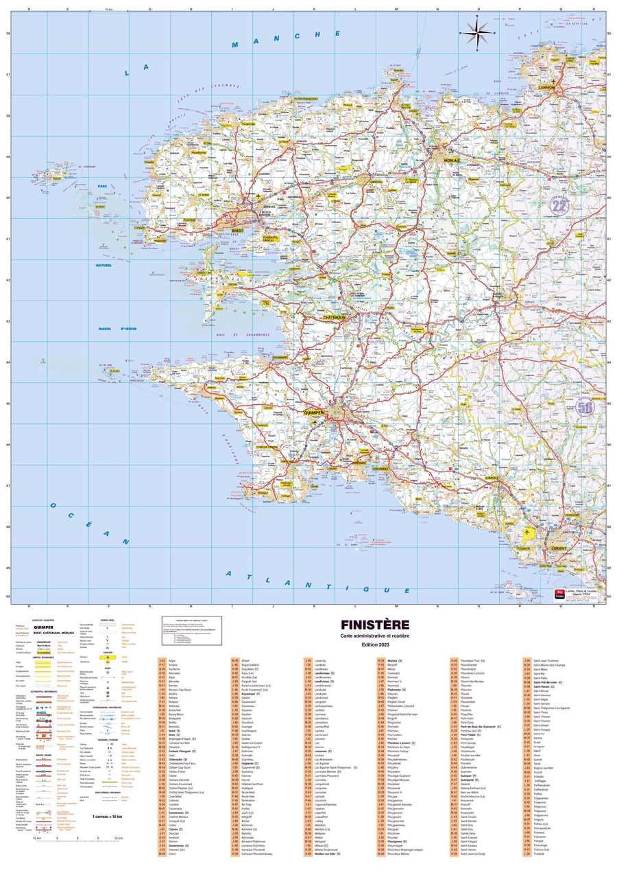 Poster - Finistère (119 x 85 cm) | Blay Foldex carte murale hors dimensions Blay Foldex 