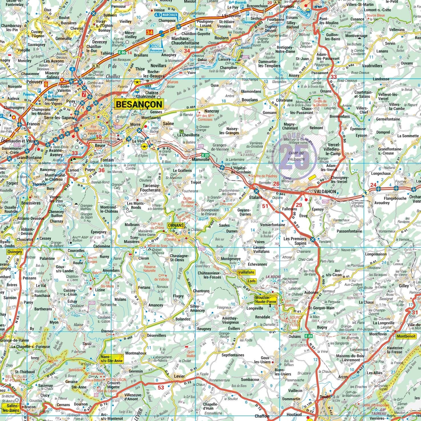 Poster - Franche-Comté (74 × 103 cm) | Blay Foldex carte murale roulée (en tube) Blay Foldex