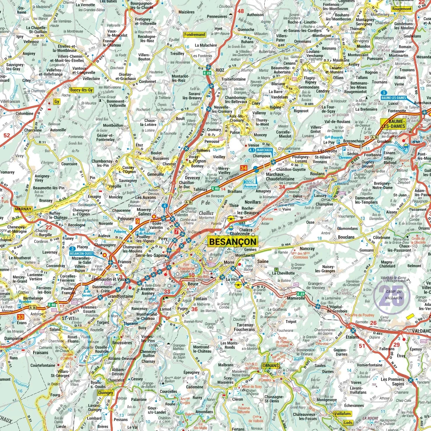 Poster - Franche-Comté (74 × 103 cm) | Blay Foldex carte murale roulée (en tube) Blay Foldex