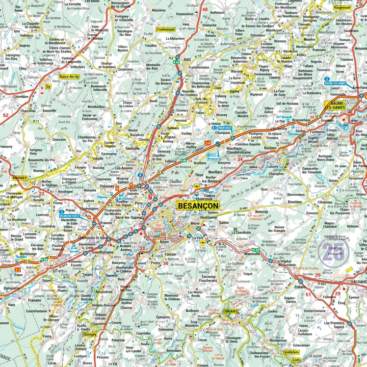 Poster - Franche-Comté (74 × 103 cm) | Blay Foldex carte murale roulée (en tube) Blay Foldex