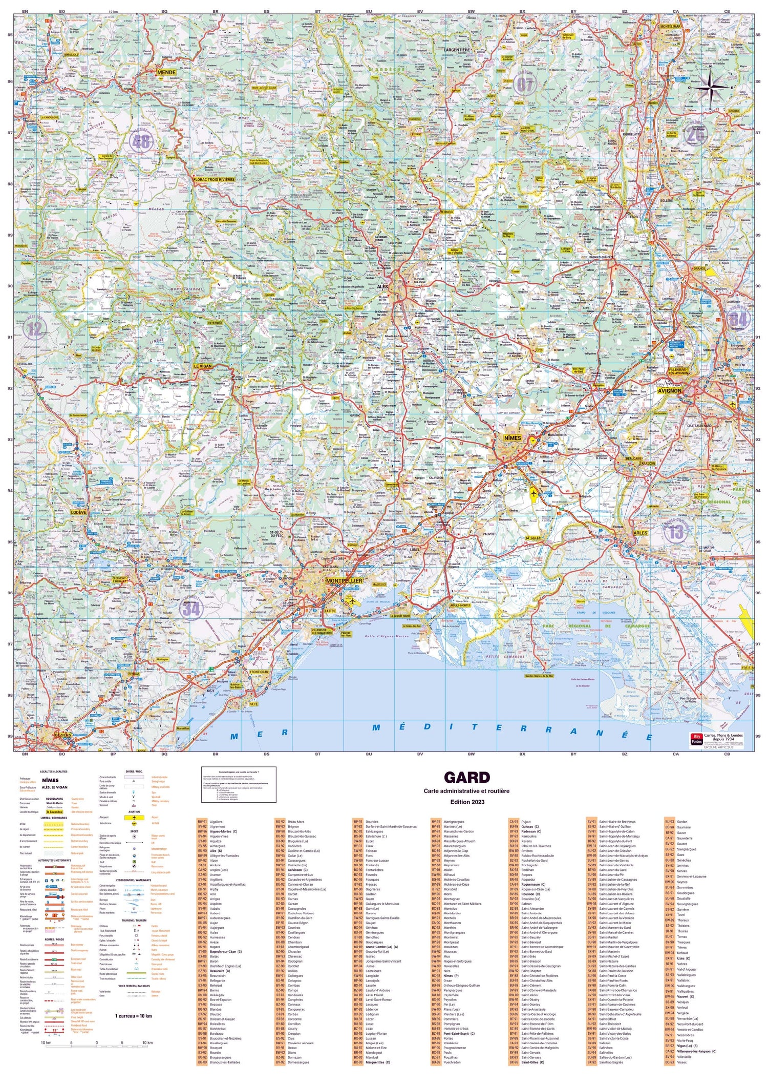 Poster - Gard (119 x 85 cm) | Blay Foldex carte murale roulée (en tube) Blay Foldex