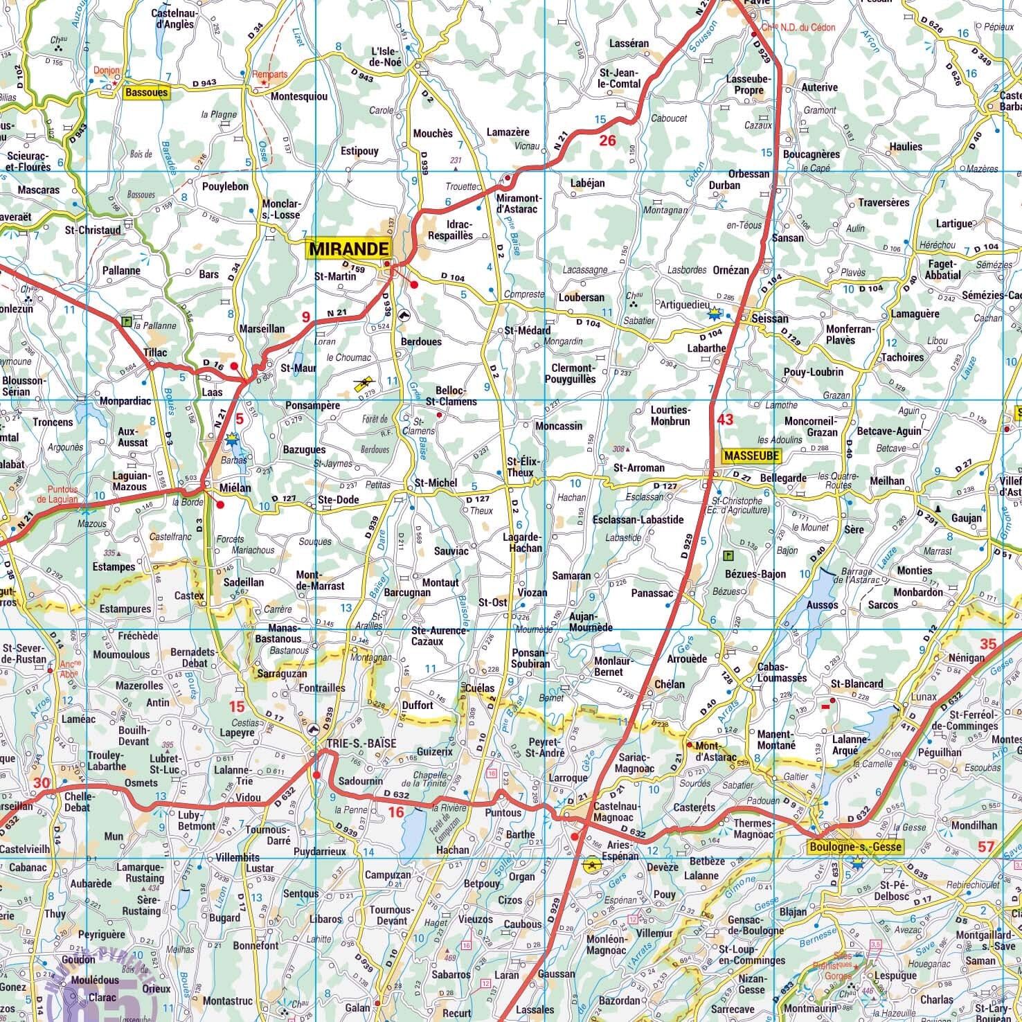 Poster - Gers (119 x 85 cm) | Blay Foldex carte murale roulée (en tube) Blay Foldex