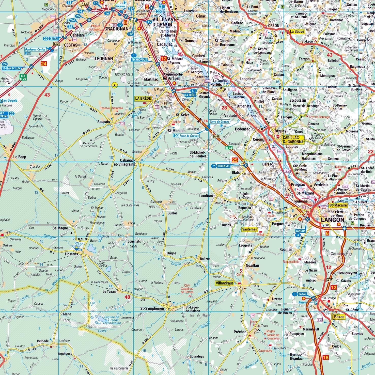 Poster - Gironde (119 x 85 cm) | Blay Foldex carte murale roulée (en tube) Blay Foldex